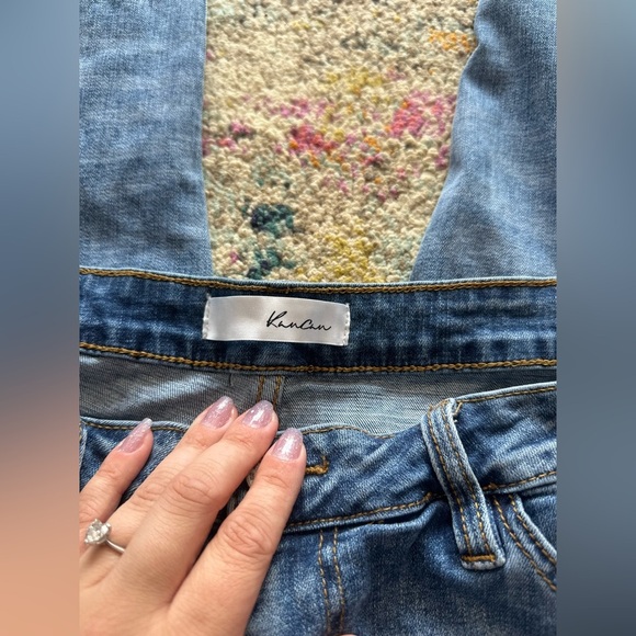 Women’s KanCan Ripped Edgy Jeans Cheetah Print Sections Size XL - Picture 4 of 13